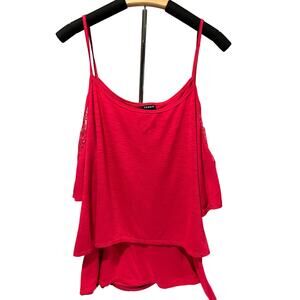 Torrid Women's Pink Cold Shoulder Lace Blouse Size 1 Short Sleeve